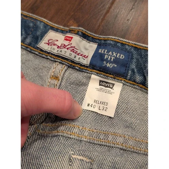 Vintage 90s Levi's 540 Jeans 38x32 Blue Relaxed Straight Leg Denim Orange Tab - Picture 3 of 11